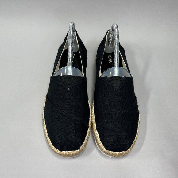 Toms Women's Size 8 Alpargata Platform Espadrille Black Canvas Flats - Picture 3 of 12